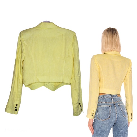 Revolve Pastel Yellow Cropped Blazer - Picture 3 of 10